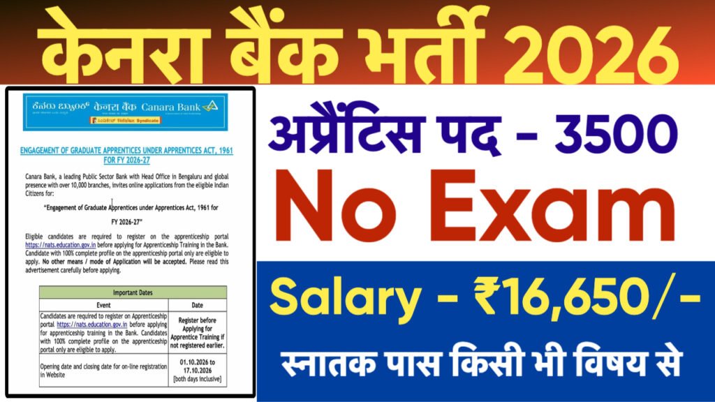 Canara Bank Apprentice Recruitment 2026